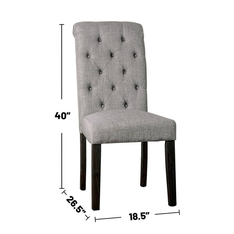 Set of 2 Padded Fabric Dining Chairs with Button Tufted Backs for Dining Room