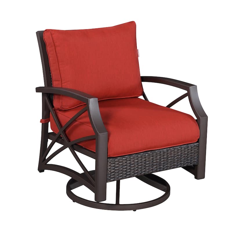 Outdoor Swivel Chairs for Patio - 1PC/BROWN/RED