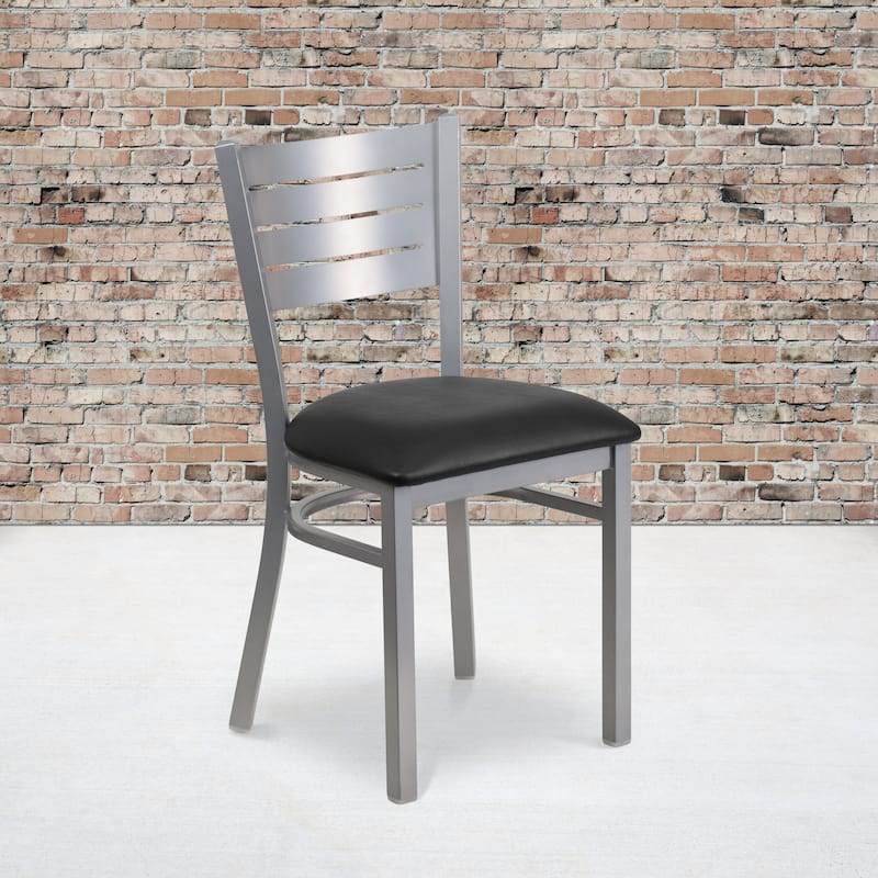 Slat Back Metal Restaurant Chair - 16.5"W x 19"D x 33.5"H - 16.5"W x 19"D x 33.5"H