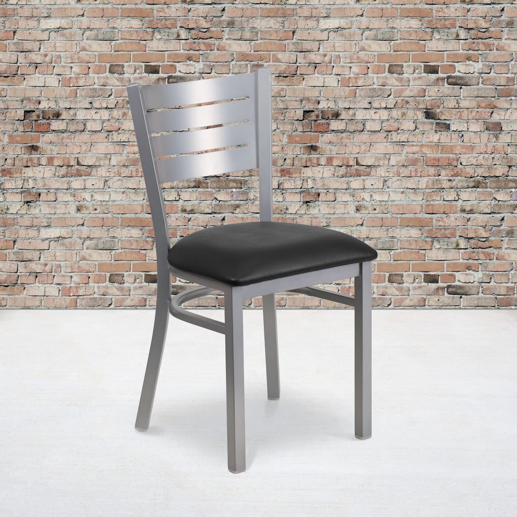 Slat Back Metal Restaurant Chair - 16.5"W x 19"D x 33.5"H - 16.5"W x 19"D x 33.5"H