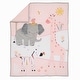 preview thumbnail 7 of 8, Lambs & Ivy Jazzy Jungle 3-Piece Safari Animals Pink Baby Crib Bedding Set