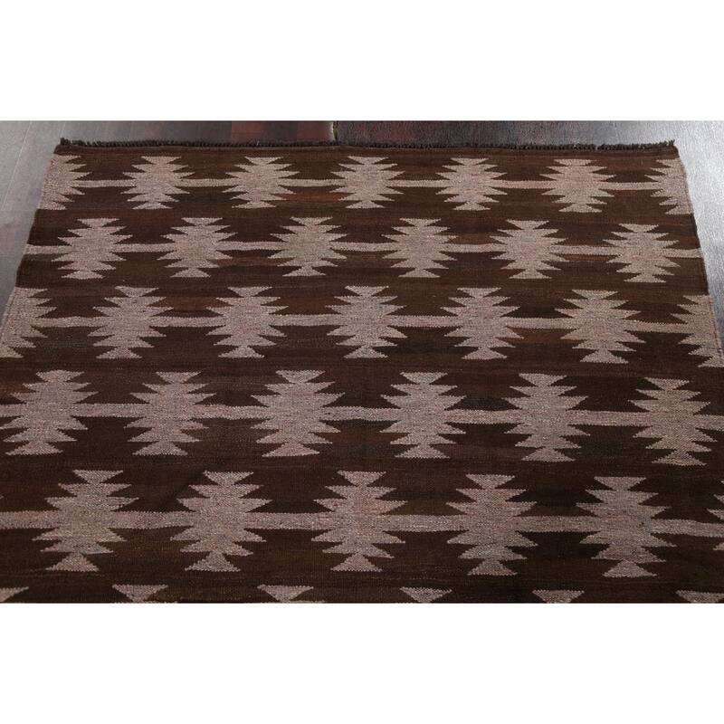 Natural Dye Tribal Geometric Kilim Oriental Area Rug Wool Hand-woven - 4'9" x 6'11"