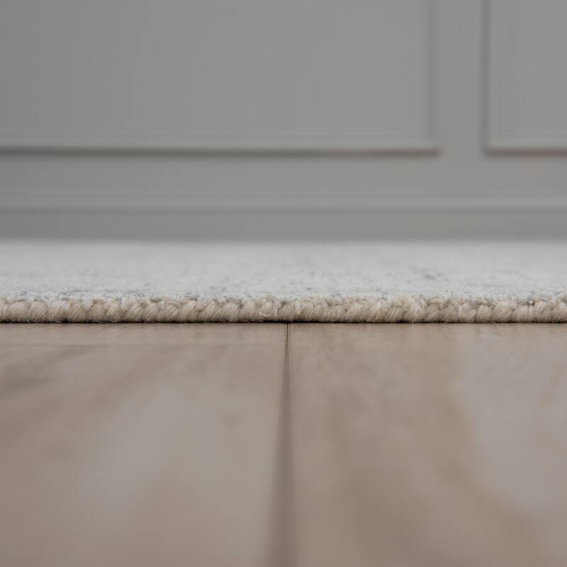 Alora Decor Maude Hand-Tufted Solid Tone on Tone Ivory and Blue Area Rug