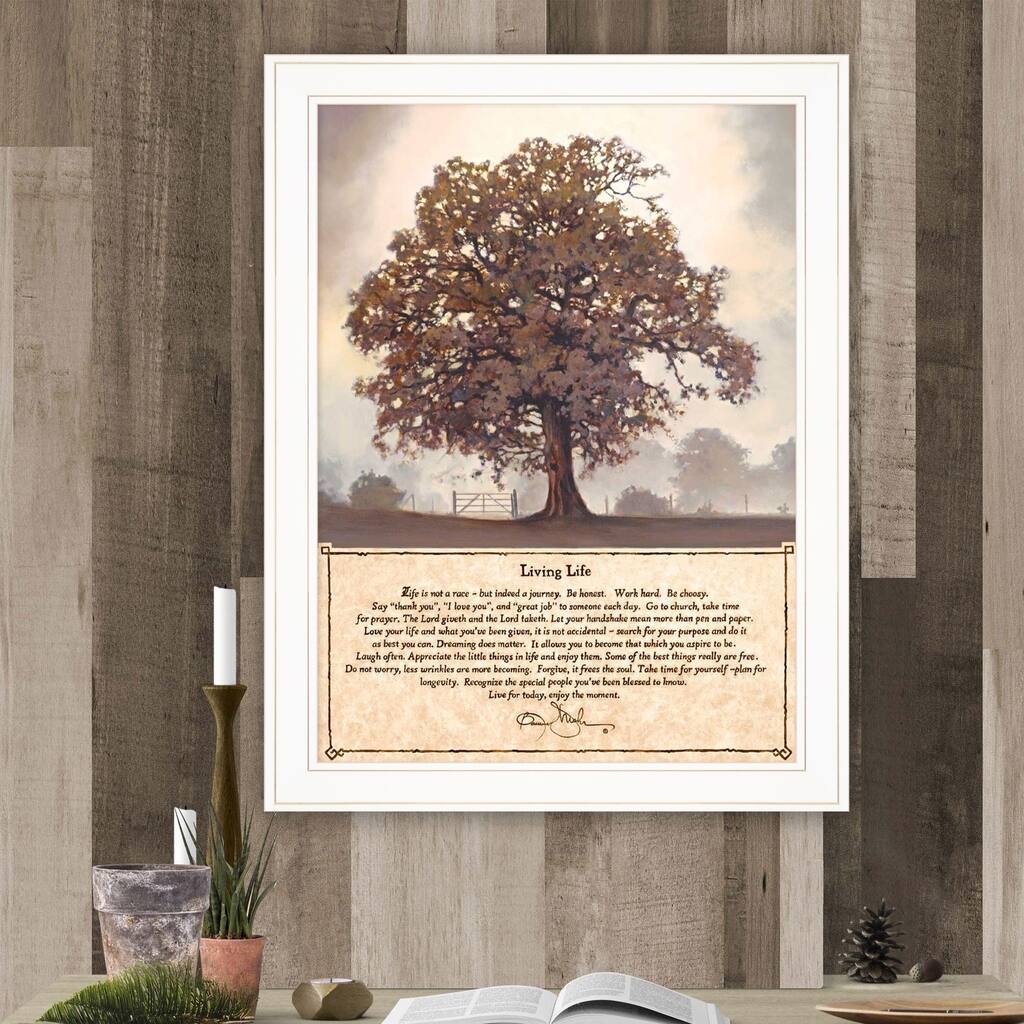 TrendyDecor4U Farmhouse "Living Life" Framed Print Wall Art by Bonnie ...