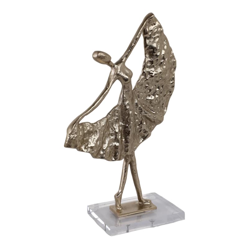 Metal Sculpture Dancer Figurine Modern Stylish Home Decor - 18" Gold - 10.5" x 5" x 17.75"