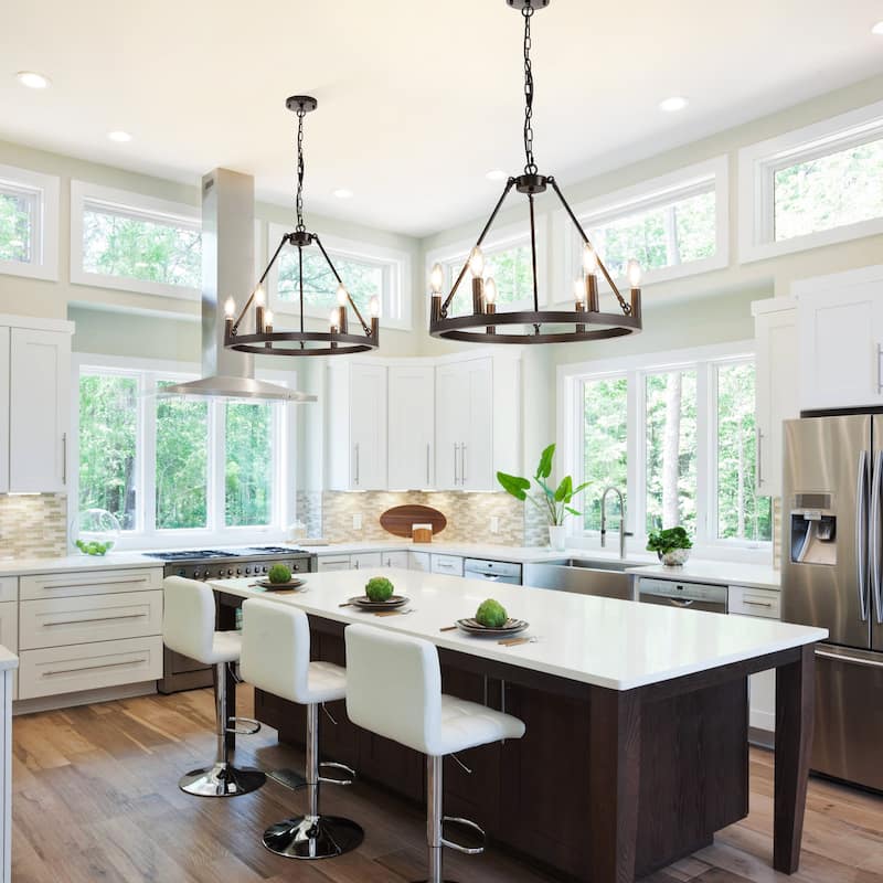 6-Lights ​Curved Arms Wagon Wheel Chandeliers