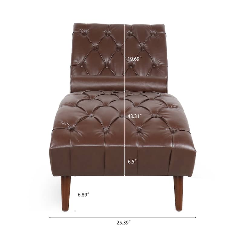 25.39" PU Upholstered Buttons Tufted Chaise Lounge Chair