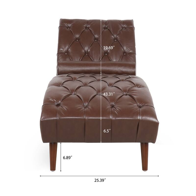 Christopher Knight Home - Arlo Upholstered Chaise Lounge with Rolling Pillow and Birch Legs