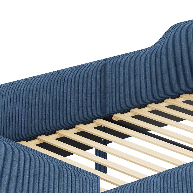 L-Shaped Daybed,Upholstered Bed Frame with 2 Storage Drawers