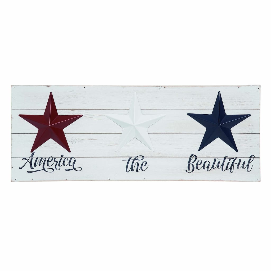 Transpac Wood 23.62 in. Multicolor Patriotic Americana Barn Star Wall Decor