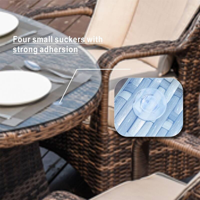 Moda 7-Piece Patio Wicker Oval Dining Table Set with Cushions