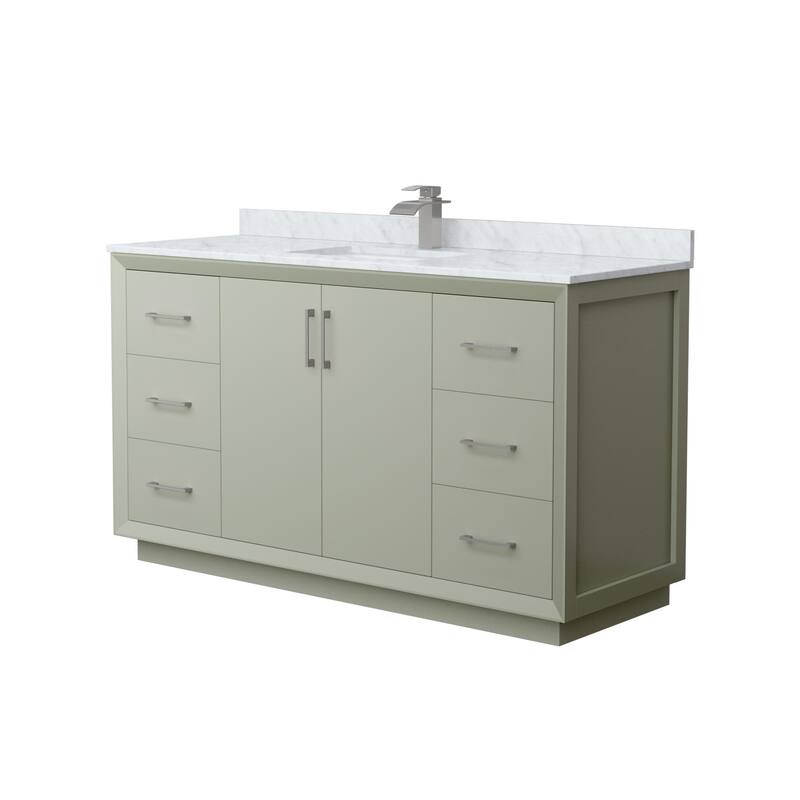 Wyndham Collection WCF414160S-NAT-UNSMXX Strada 60" Free Standing - Light Green / Brushed Nickel Hardware
