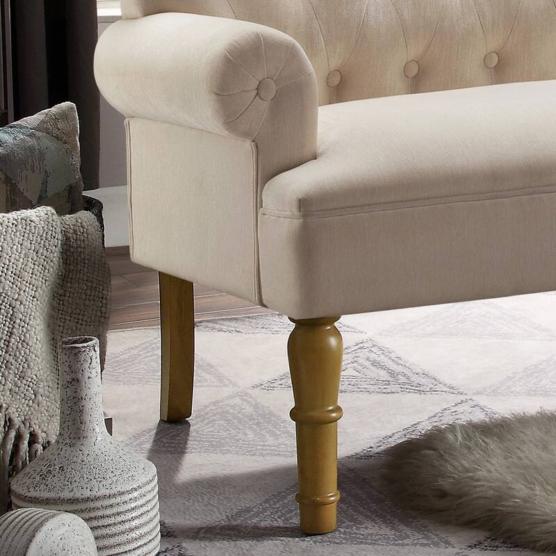 Moser Bay Arete Upholstered Tufted Settee Chesterfield Style Loveseat, Velvet or Linen