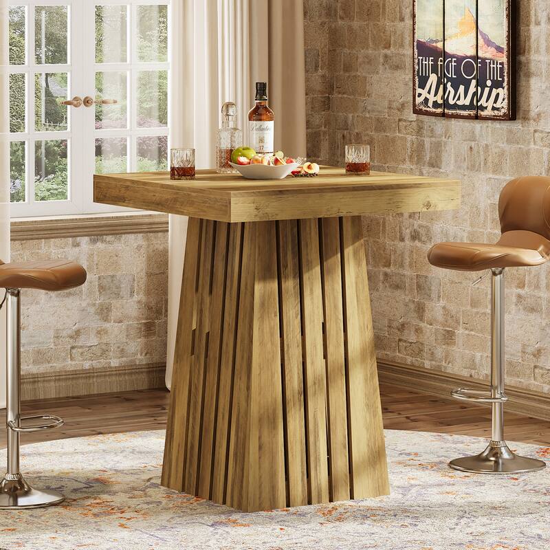 37.8 Inches Square Bar Table, Bar Height Pub Table for Kitchen, Living Room - 31.5" L x 31.5" W x 37.8" H