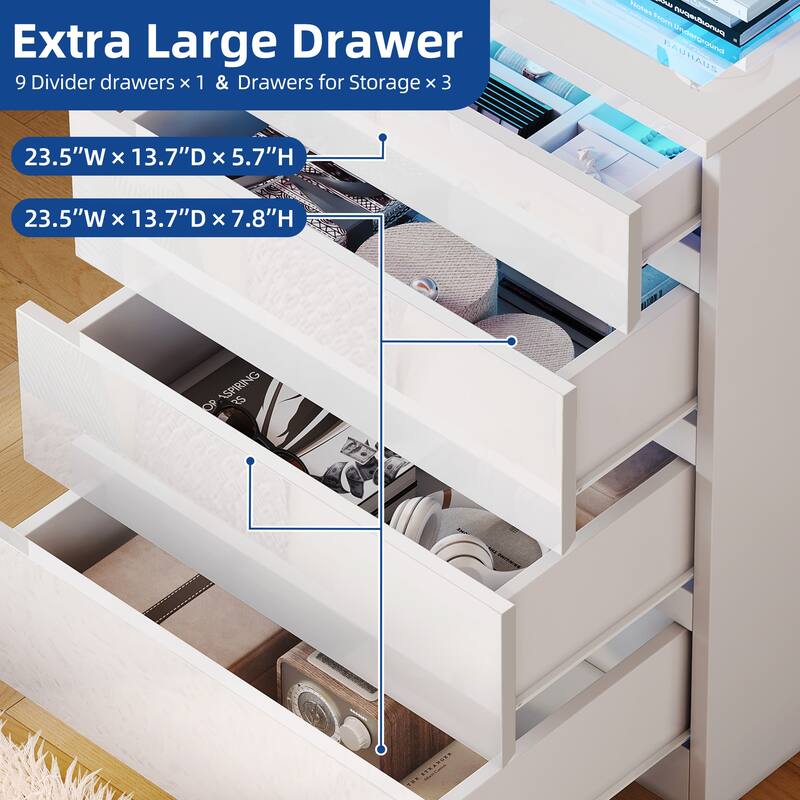 Moasis 4-drawer Chest Dresser with LED