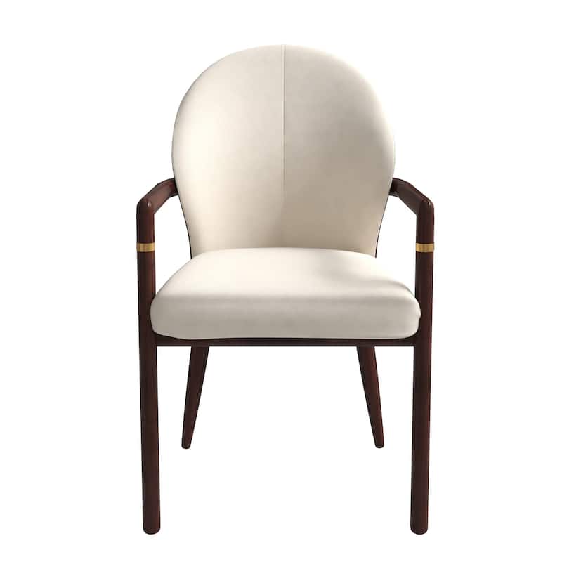 LeisureMod Set of 2 Modern Leather/Velvet Dining Chair - Elegant Armchair with Gold Accents for Home Office & Kitchen