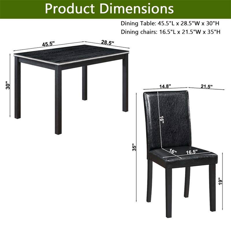 5-piece Wood Dining Counter Height Table and Chair Set