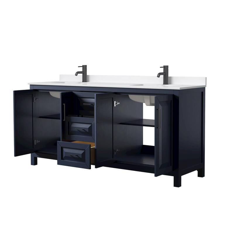 Daria 72-inch Double Vanity, Single Hole Quartz Top