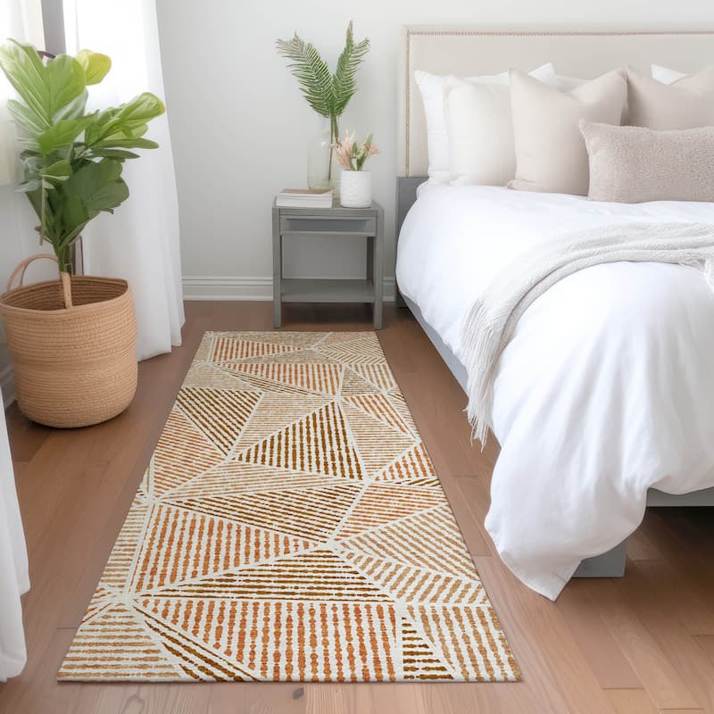 Machine Washable Indoor/ Outdoor Chantille Mosaic Geometric Rug - Terracotta - 2'3" x 7'6"