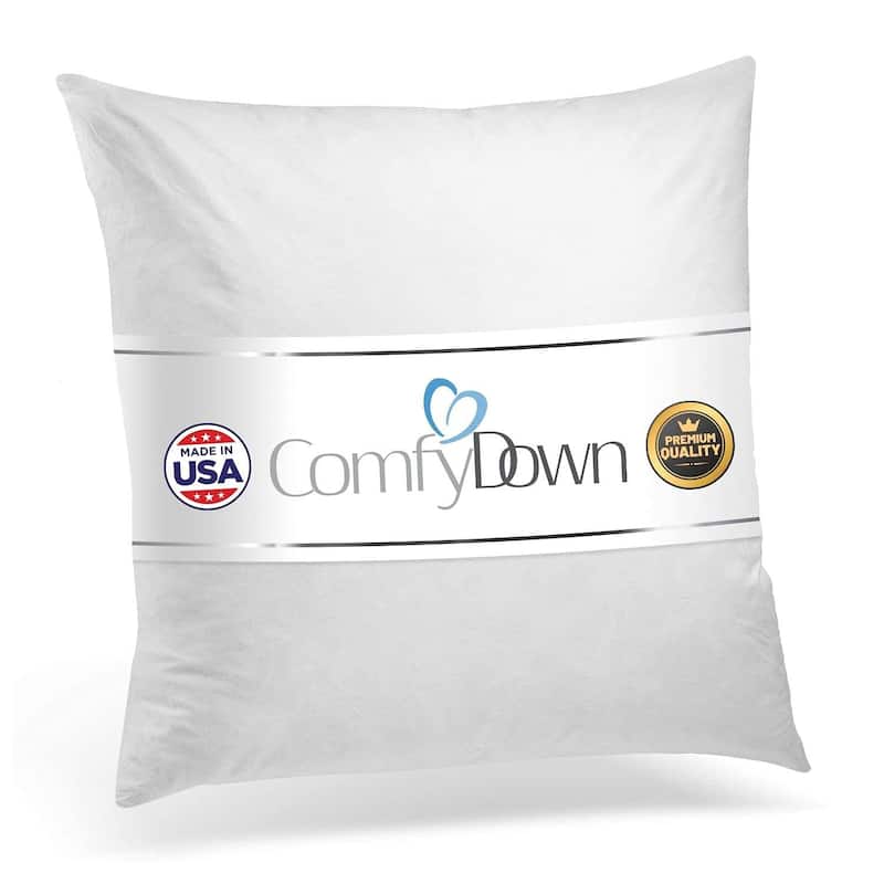 ComfyDown 95% Feather, 5% Down Square 100% Cotton Cover Decorative Pillow Insert - 14" x 14"