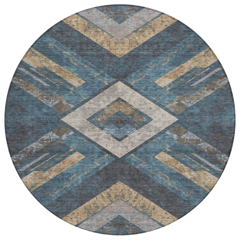 HomeRoots Geometric Transitional Rectangle Outdoor Rug