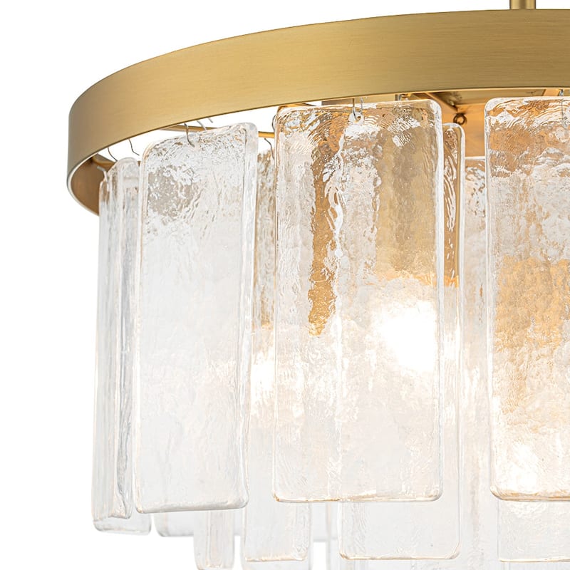 5-Light Tiered Water Glass Round Semi Flush Chandelier