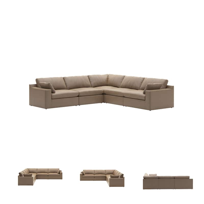 Signature Design by Ashley Emilia Medium Brown 5-Piece Sectional - 132"W x 132"D x 36"H
