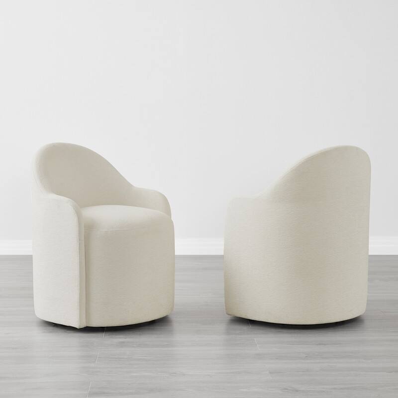 Spruce & Spring Modern Swivel Dining Chair with Hidden Wheels & Arm