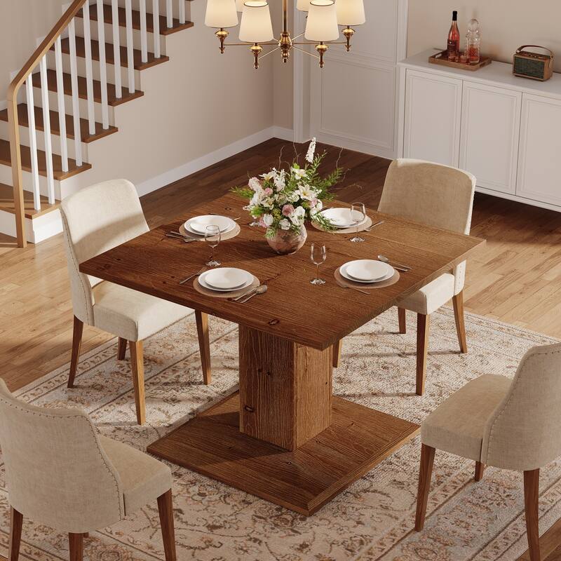 Rustic Square Dining Table, 31.5-Inch Solid Wood Small Kitchen Table