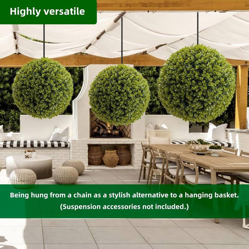 2Pcs Artificial Topiary Plant Balls, Faux Greenery Hanging Grass Ball