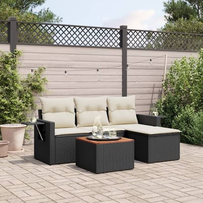 vidaXL Garden Sofa Set Black, Cream White - 21.7 x 21.7 x 14.6