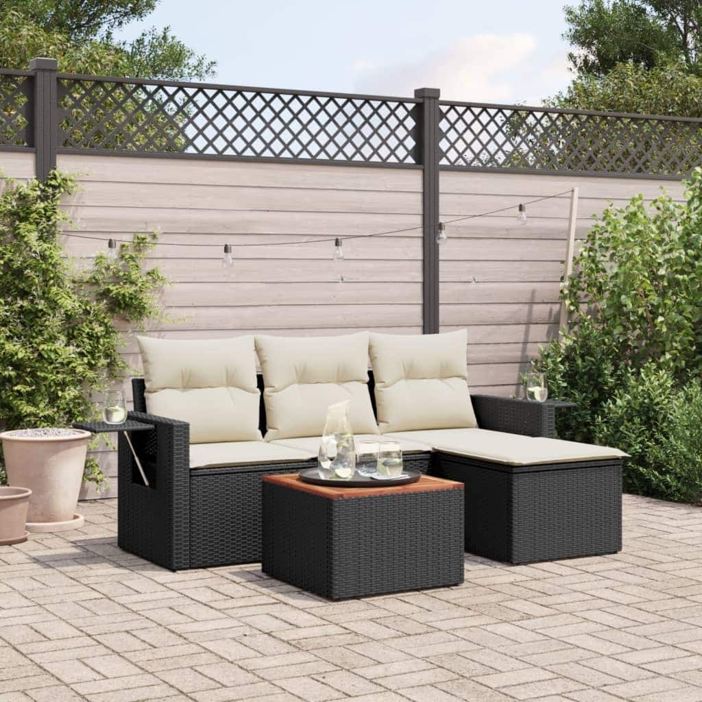 vidaXL Garden Sofa Set Black, Cream White - 21.7 x 21.7 x 14.6