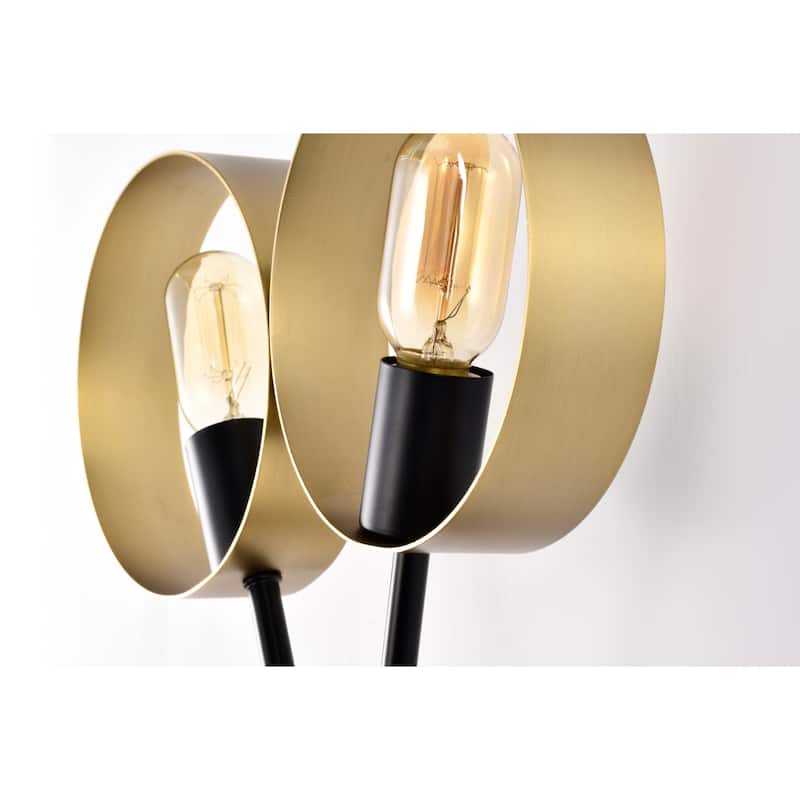 Shahar 14 Inch Satin Gold and Matte Black Modern Wall Sconces 2-Light