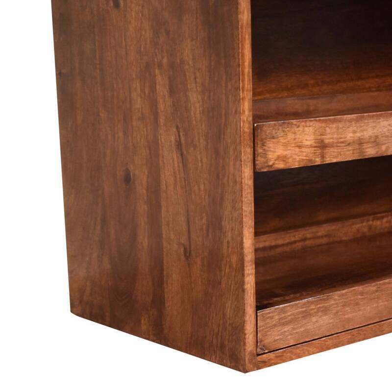 Artisan Furniture Solid Wood Buffalo Hide Pull out Honey Caramel Shoe Storage Bench