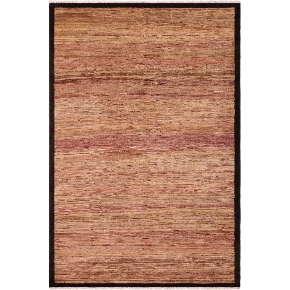 Modern Minimalist Gabbeh Hand Knotted Wool Area Rug