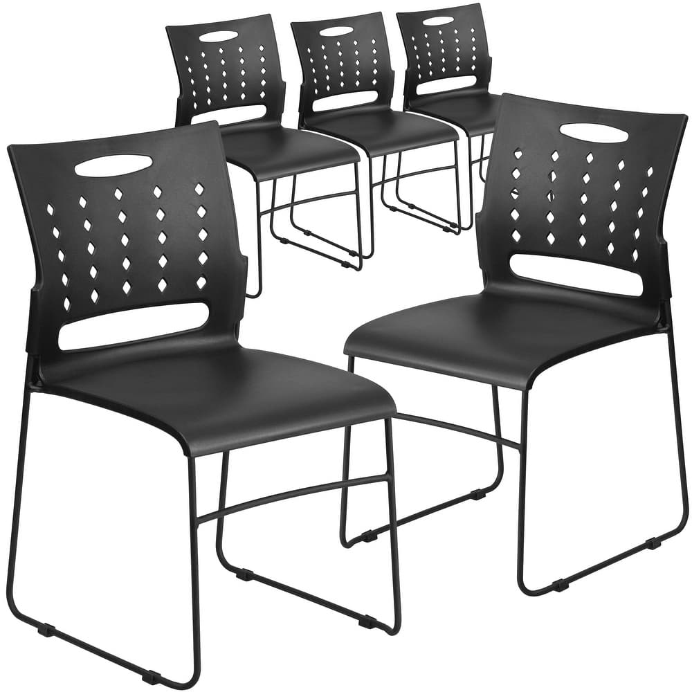 5 Pack HERCULES Series 881 lb. Capacity Sled Base Stack Chair with Air-Vent Back