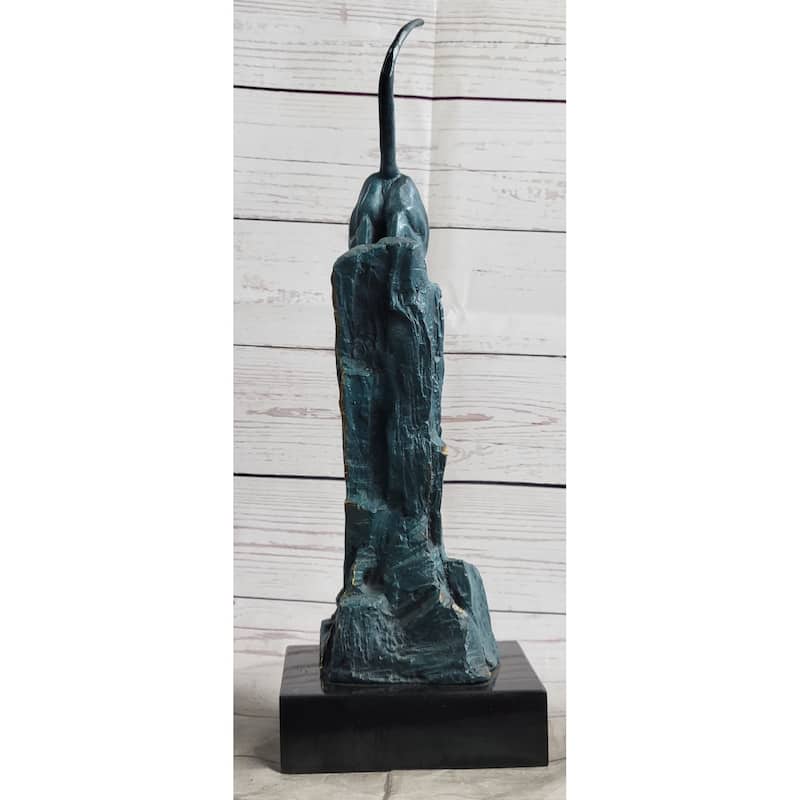 Handcrafted Bronze Statue Of A Pouncing Cougar By Milo Wildlife Sculpture Figure