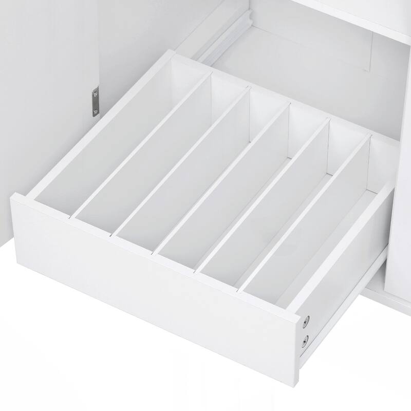 Kitchen Island with Drop Leaf, Kitchen Storage Island with Removable Side Racks, Two Drawers