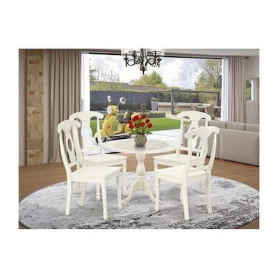 5 Piece Dining Set - Linen White Table & Chairs - Modern Dinette Set