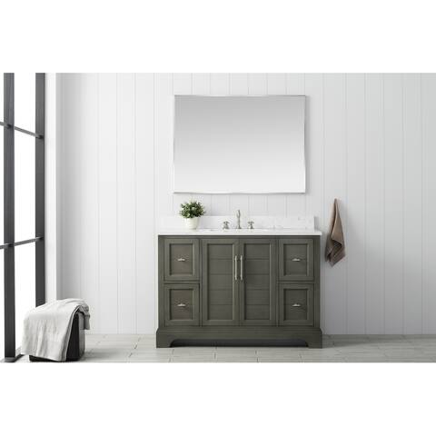 Vanity Art 48" Single Sink Bathroom Vanity with Quartz Top & Backsplash