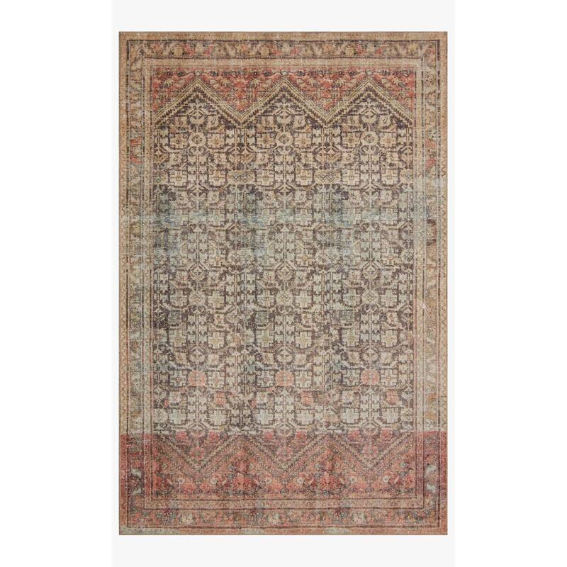 Alexander Home Tremezzina Printed Geometric Botanical Distressed Rug