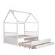 preview thumbnail 6 of 5, White Wooden House Bed with Trundle, 3 Storage Drawers, and Pull-Out Trundle