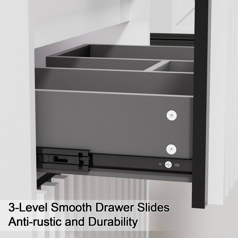 Wall Mounted Bathroom Vanity Set Mid-Century Storage Cabinet with Ceramic Sink