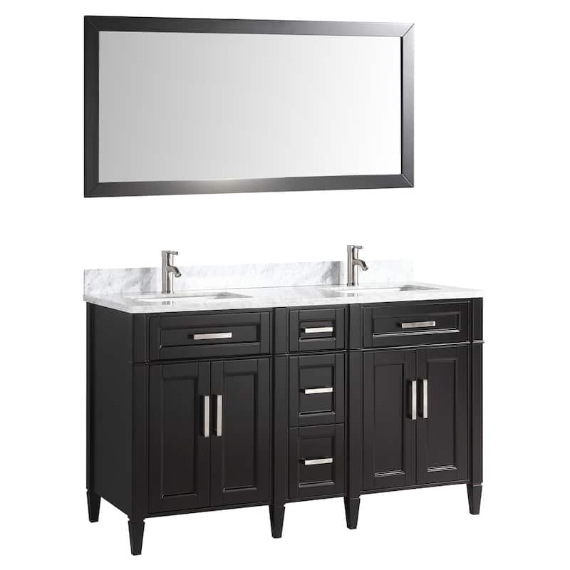 Vanity Art 60 in. Modern Double Sink Bathroom Vanity with Top and Mirror