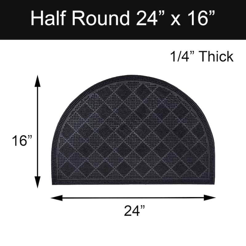 Premium Outdoor Half Round Door Mat 24x16 - Drew Checkerboard Design - 24 L x 16 W x 1/4 H