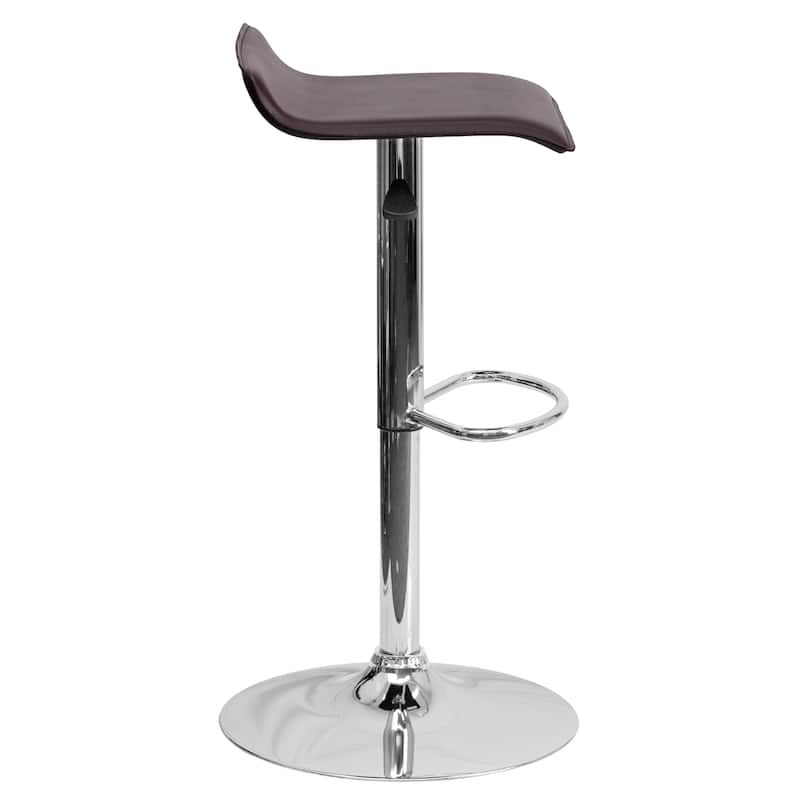 2 Pack Contemporary Vinyl Adjustable Height Barstool with Solid Wave Seat - 15"W x 15"D x 25.5" - 34"H