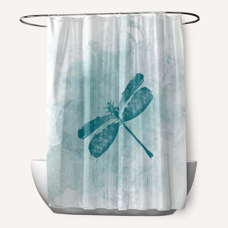 Dragonfly Summer Animal Print Shower Curtain - Teal