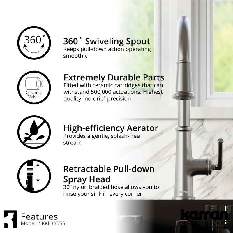 Karran Elwood One-Handle Pull Down Dual Function Sprayer Kitchen Faucet