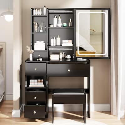 Left Drawer Desktop Makeup Vanity Table