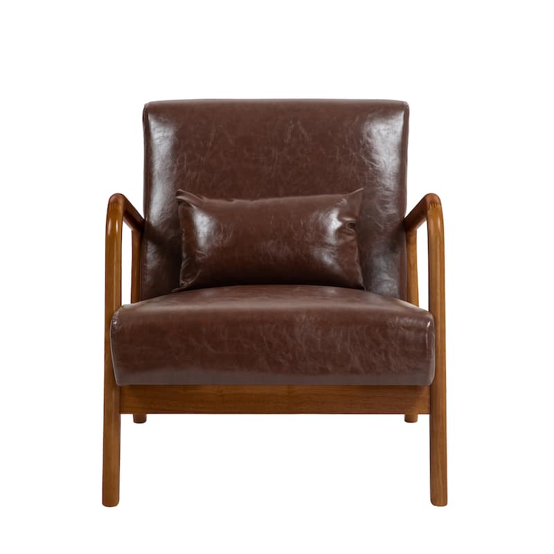 Mid Century Solid Wood Upholstered Accent Chair